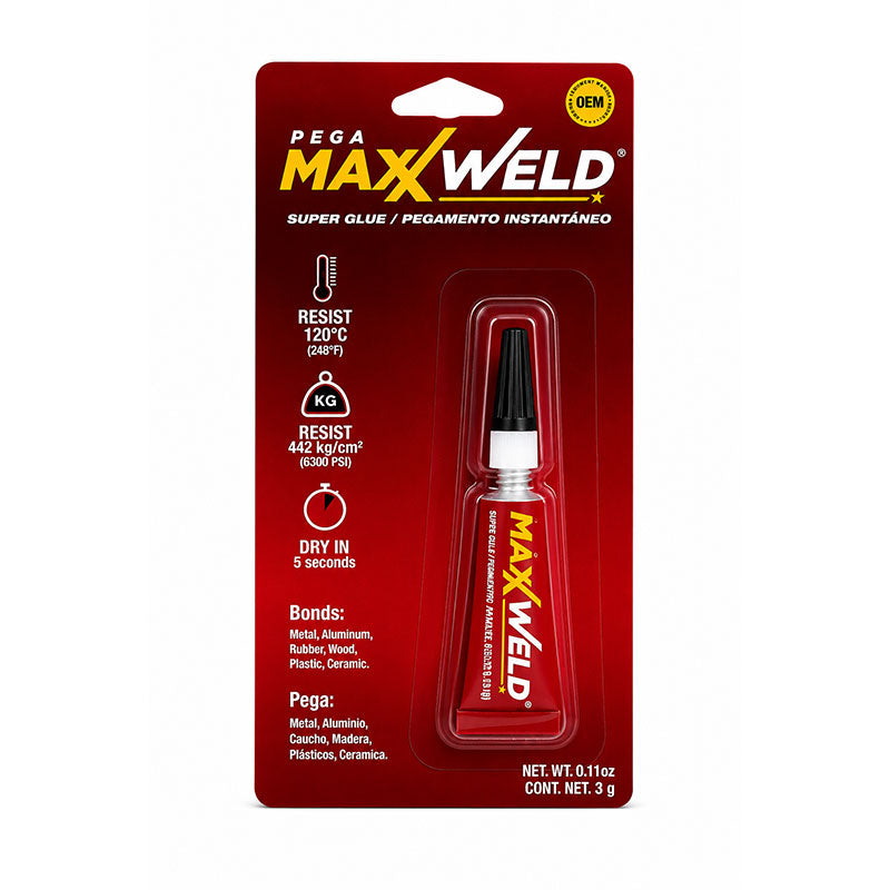 PEGAMENTO INSTANTANEO MAXXI GLUE, 3 GRAMOS, PEGADO EN SEGUNDOS, ALTA RESISTENCIA Y SOPORTA HASTA 120 GR C. PEGAMAXXWELD, '2423