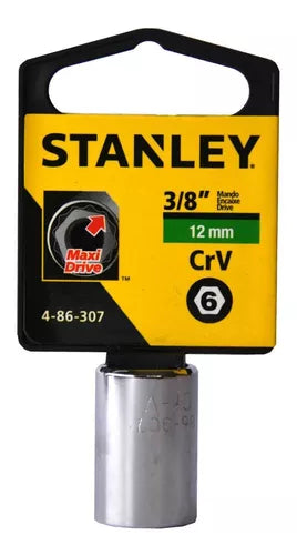 Copa de 6 lados de 12mm, raíz 3/8 plgs, Stanley, 4-86-307