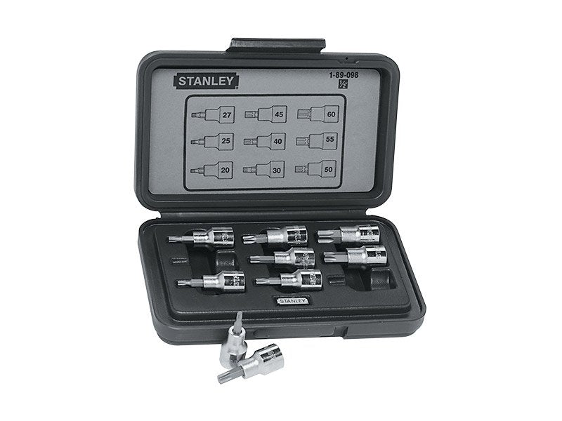 JUEGO DE COPAS, PUNTA TORX, RAIZ 1/2", 9 PIEZAS, 89-098, STANLEY.