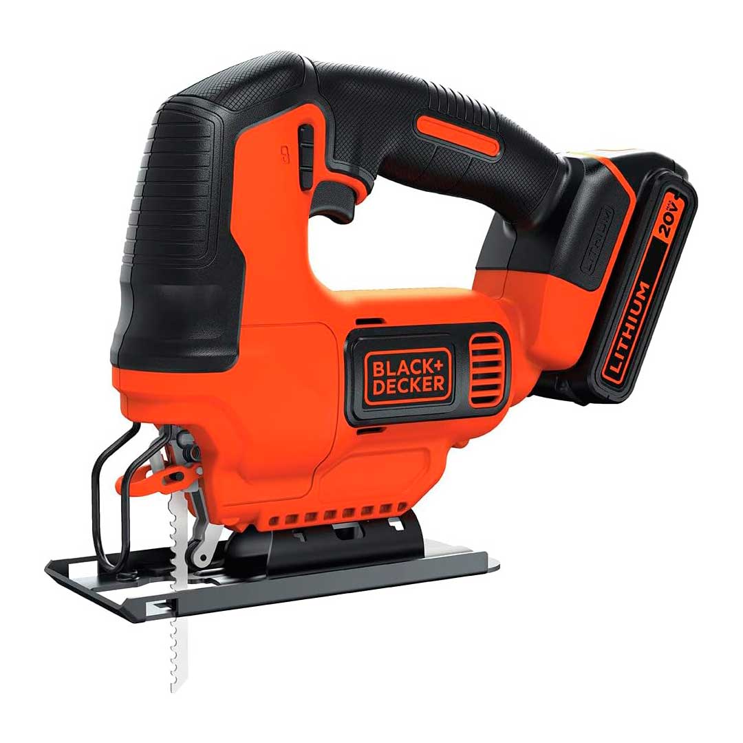SIERRA CALADORA INALAMBRICA 20 VOLTIOS, 2,500 RPM, CORTE A 90 Y 45 GRADOS, 1 BATERIA Y CARGADOR. BLACK+DECKER, BDCJS20C