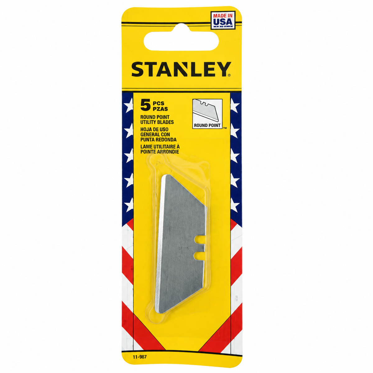 BLISTER DE 5 HOJAS DE REPUESTO, PUNTA REDONDA DE SEGURIDAD, GROSOR 0.024 PULG, P/CUCHILLA 10-189C. MARCA STANLEY, 11-987