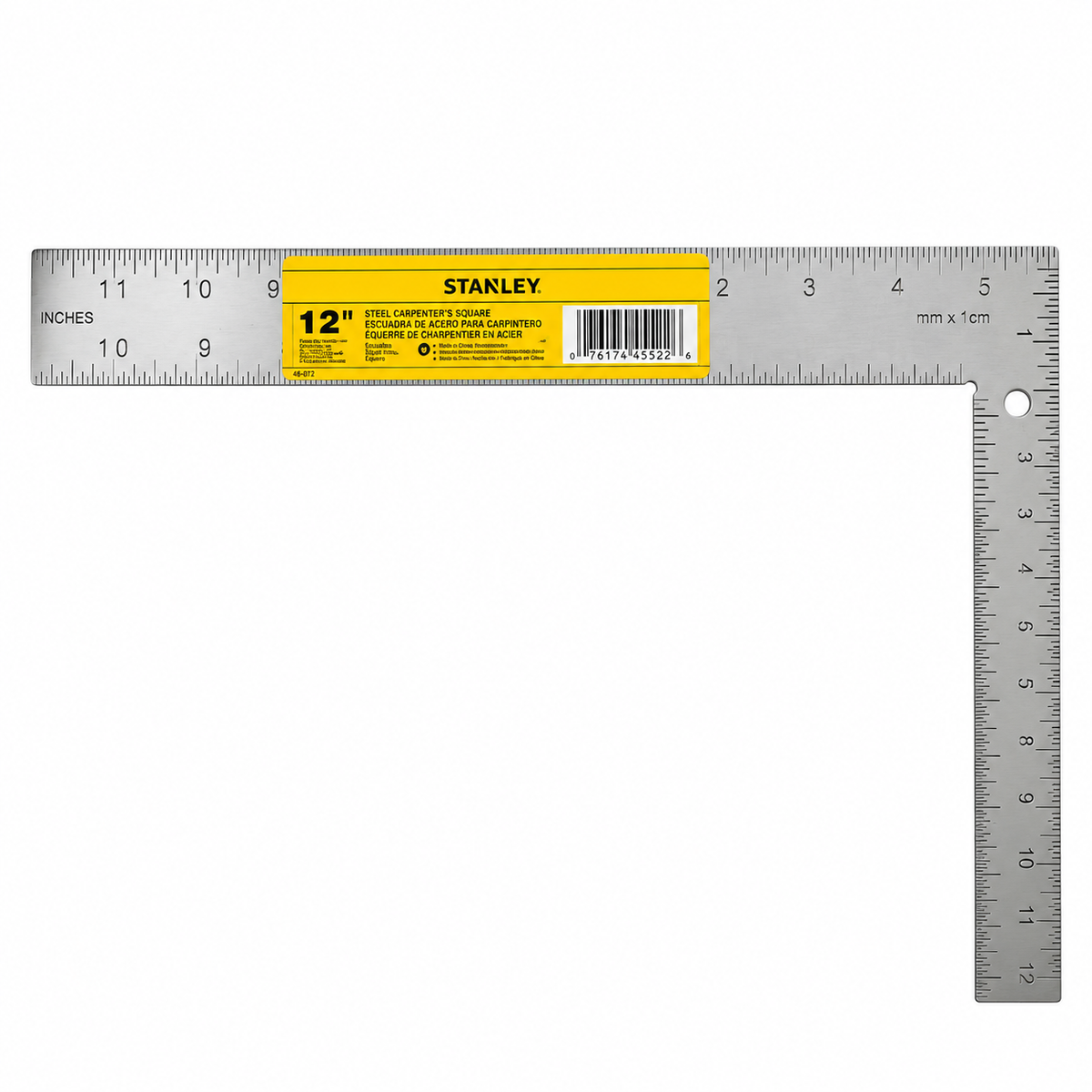 ESCUADRA DE ACERO, PARA CARPINTERO, MEDIDA EN PULGADAS, TAMAÑO 12 X 8 PUL. MARCA STANLEY, 45-912
