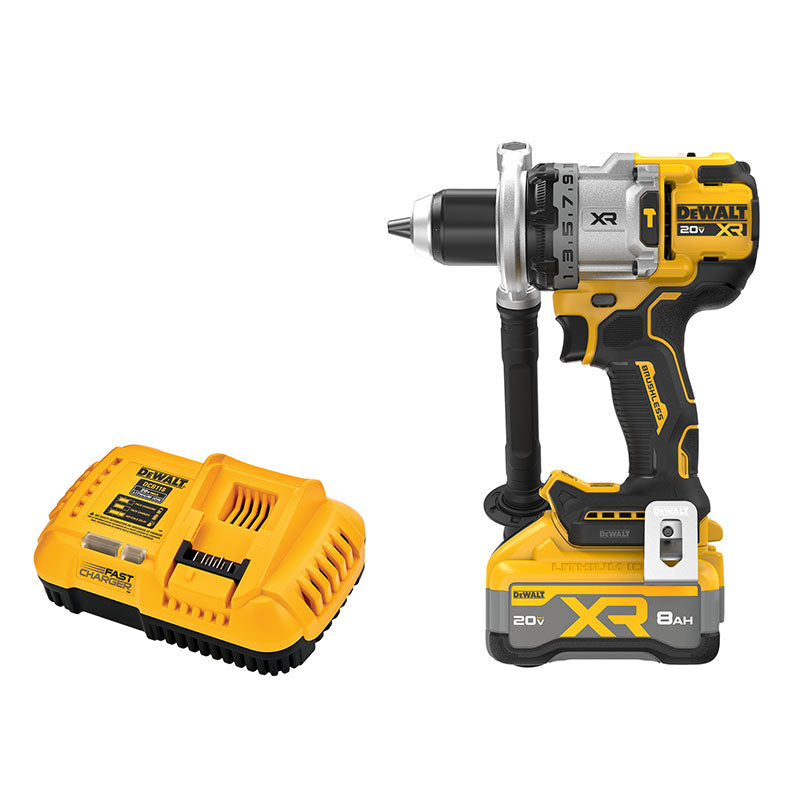 TALADRO PERCUTOR INALAMBRICO XR 20V, MANDRIL 1/2, 3 VEL, INCLUYE CARGADOR Y 1 BATERIA 8 AH SISTEMA ANTI-ROTACION. DEWALT