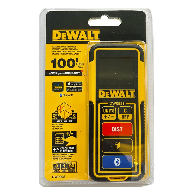 MEDIDOR LASER DE DISTANCIA, 100 PIES, 30 METROS. MARCA DEWALT, DW099S