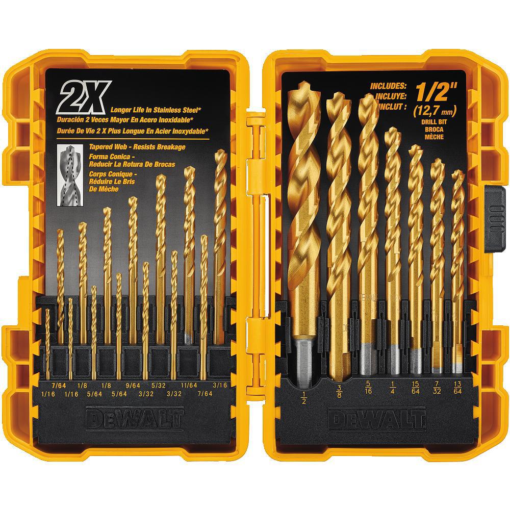 JUEGO DE BROCAS DE TITANIO PARA METAL Y MADERA, 21 PIEZAS, DW1361, DEWALT