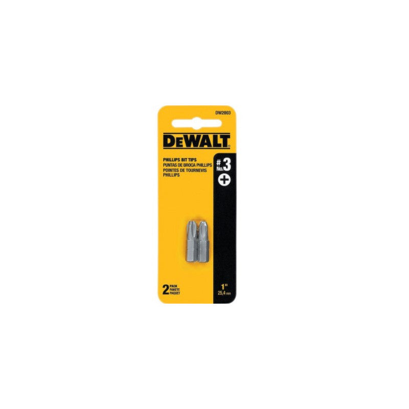 Juego de puntas para atornillar Phillips No. 3 x 1 plg, 2 piezas, Dewalt, dw2003 z, DW2003 Z