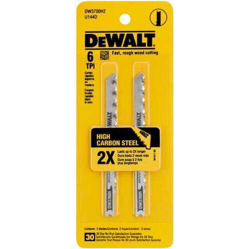 JUEGO DE CUCHILLAS PARA CALADORA, 6 DIENTES X PULG, 4 PULG LARGO, CORTES RAPIDOS, 2 PIEZAS. MARCA DEWALT, DW3703H2
