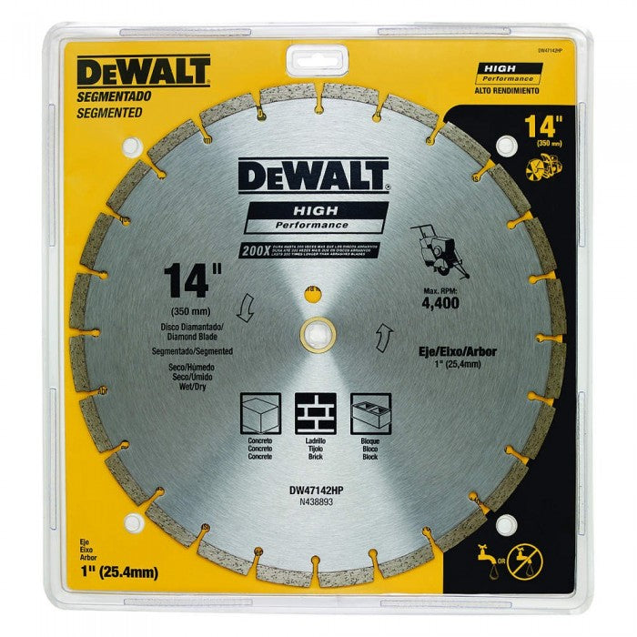 DISCO DE DIAMANTE, 14 PULG, SEGMENTADO. MARCA DEWALT, DW47142HP