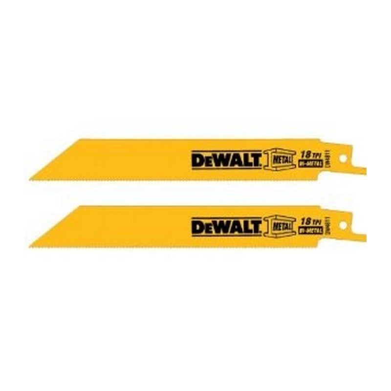 CUCHILLA P/SIERRA SABLE, 18 DIENTES X PULG, 6 Plgs LARGO, SET DE 2 METAL GALVANIZADO, TUBERIAS DE ALUMINIO. MARCA DEWALT, DW4811-2