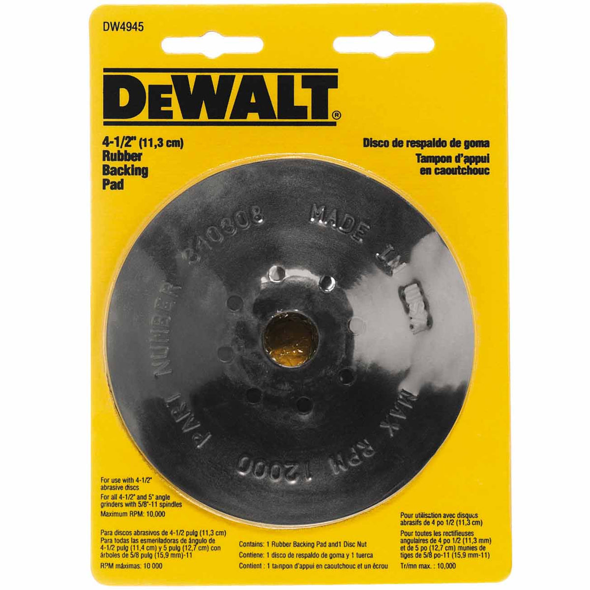 RESPALDO DE HULE, PARA PULIDORA DE 4-1/2. MARCA DEWALT, DW4945