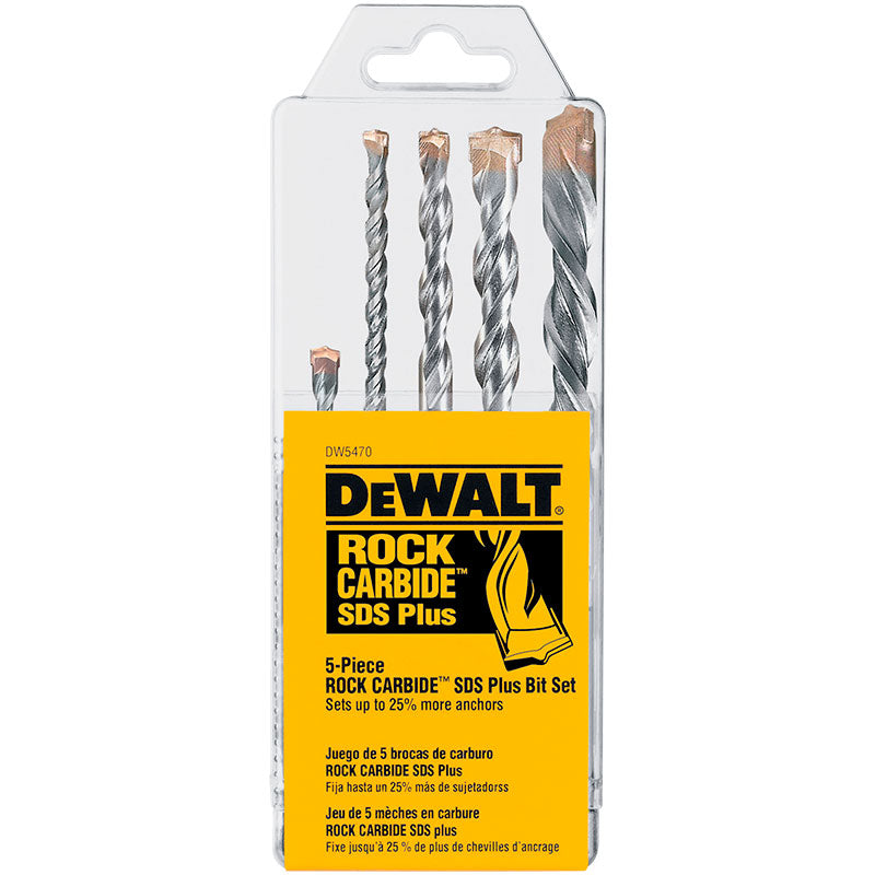 JUEGO DE BROCAS PARA ROTOMARTILLO SDS PLUS, 5 PIEZAS, DEWALT, DW5470