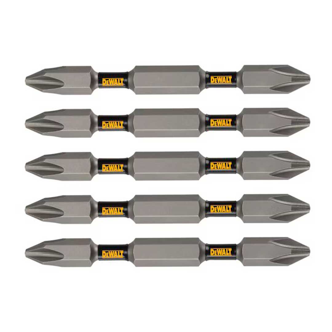 SET DE 5 PUNTAS DOBLES PARA ATORNILLAR TOUGH GRIP No.2, 2 PULGADAS DE LARGO. MARCA DEWALT, DWA2DEPH2-5L