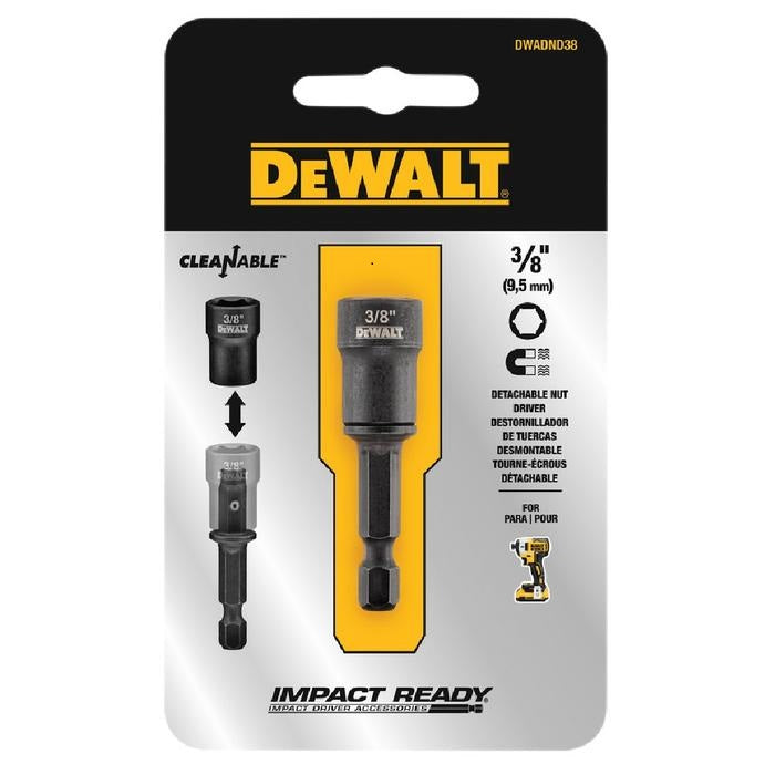 SUJETADOR MAGNETICO DE IMPACTO TUERCA DE 3/8, 1 7/8 PULG LARGO, 47.6 MM. VASTAGO 1/4 MARCA DEWALT, DWADND38