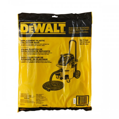 SET DE 5 BOLSAS PLASTICAS PARA ASPIRADORA INDUSTRIAL MODELO DWV012. MARCA DEWALT, DWV9400