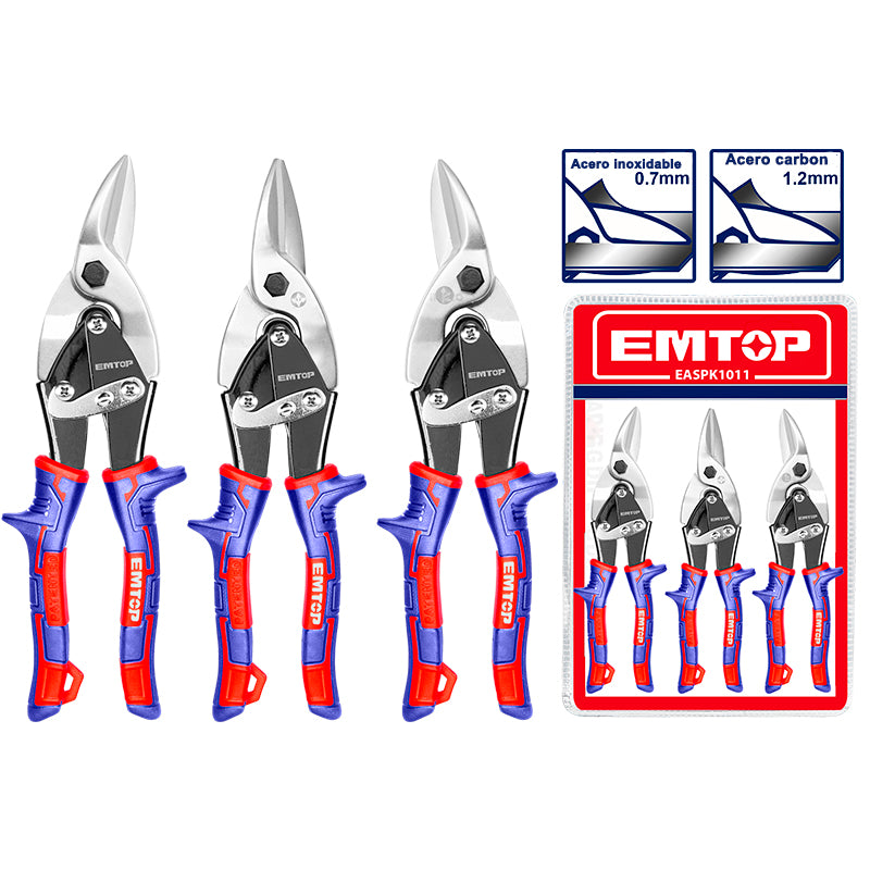 JUEGO DE TIJERAS DE AVIACION, 3 PIEZAS, EMTOP, EASPK1011