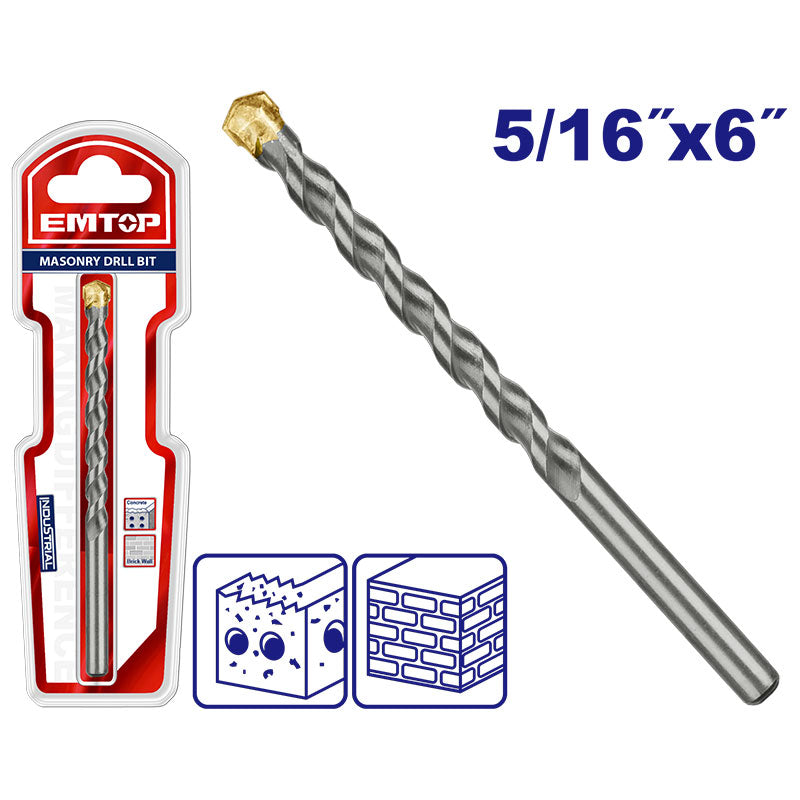 BROCA PARA CONCRETO 5/16 X 6 PLG. PUNTA CARBURO DE TUNGSTENO. EMTOP, ECDB0205162