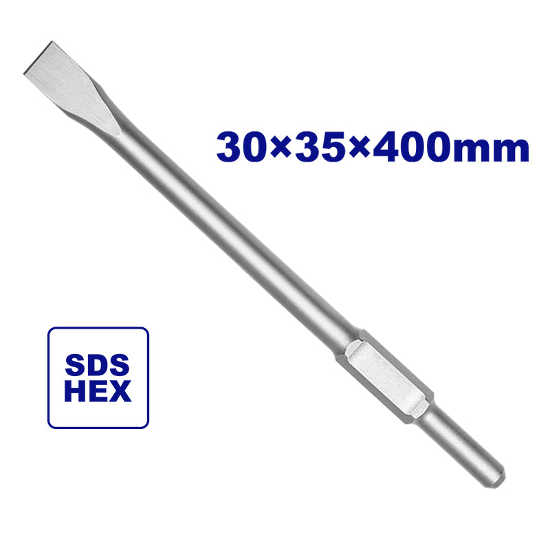 Cincel plano de 30 x 400 mm sistema hexagonal para demoledor ULDBRH1701 y ULDBRH1703 Emtop ECHS034352