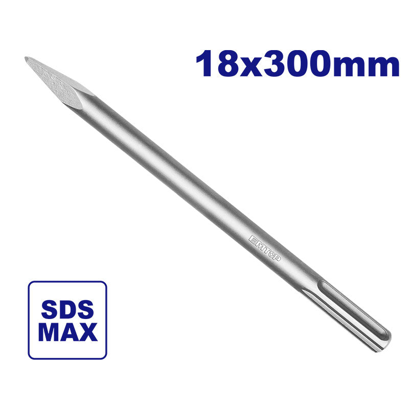 Cincel de punta de 12 plgs sistema SDS Max EMTOP ECHS633001