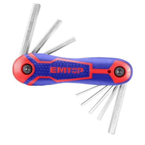 Juego de 8 llaves Allen, plegables, milimétricas, Emtop, ehky4081, EHKY4081