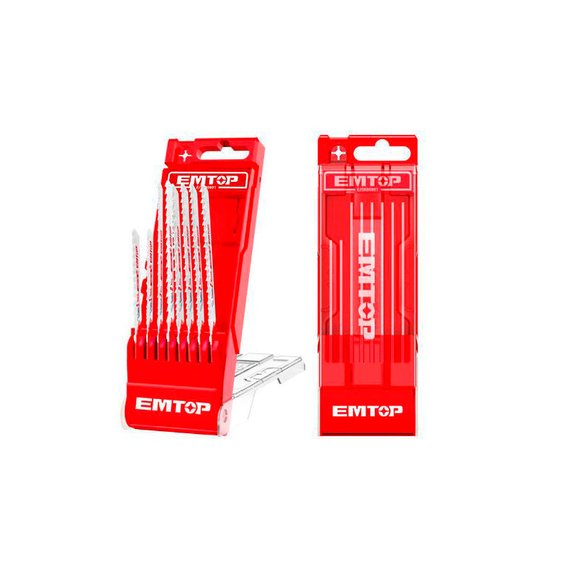 SET DE 8 CUCHILLAS DE CALADORA, 5 MADERA, 2 METAL 1 ALUMINIO. MARCA EMTOP, EJSB80801