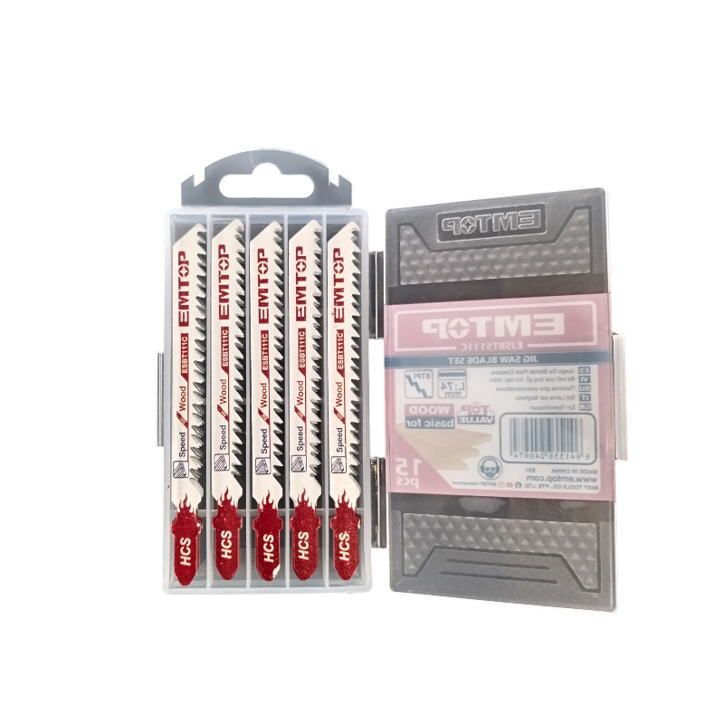 SET DE 15 CUCHILLAS DE CALADORA PARA CORTAR MADERA DE 8 DIENTES POR PULGADA. MARCA EMTOP, EJSBT5111C