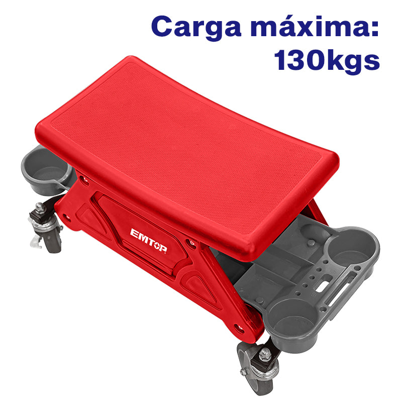 BANCO PARA MECANICO CON BASE PARA HERRAMIENTAS, RODANTE, SOPORTA 130 KG. EMTOP, EMNC1531