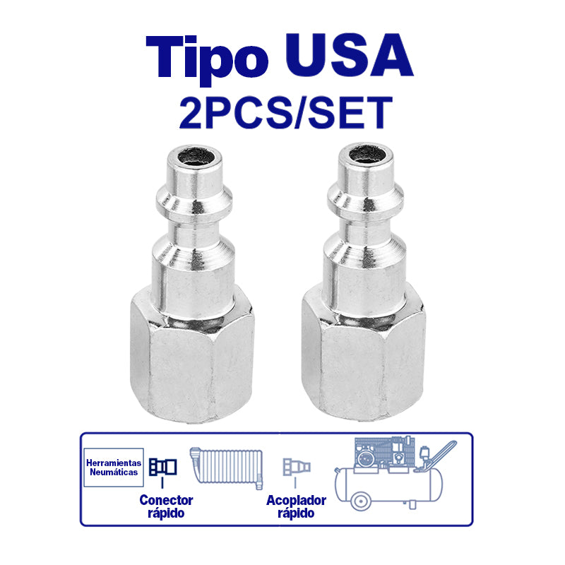 JUEGO DE 2 CONECTORES HEMBRA ROSCA NPT 1/4 PARA ACOPLE RAPIDO. EMTOP, EMQP2971