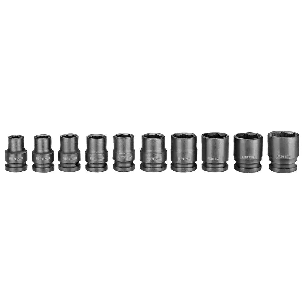 Juego de copas de impacto, raíz 1/2 plgs, 10 piezas, Emtop, emss12101, EMSS12101