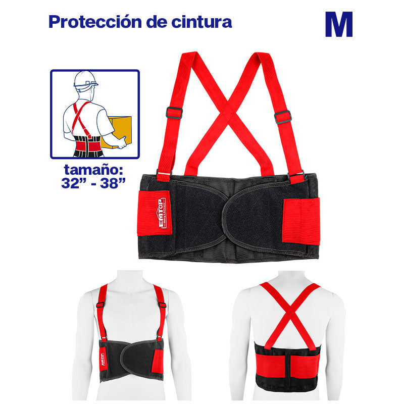 Cinturón de trabajo con tirantes, talla M, Emtop, EMTG901M