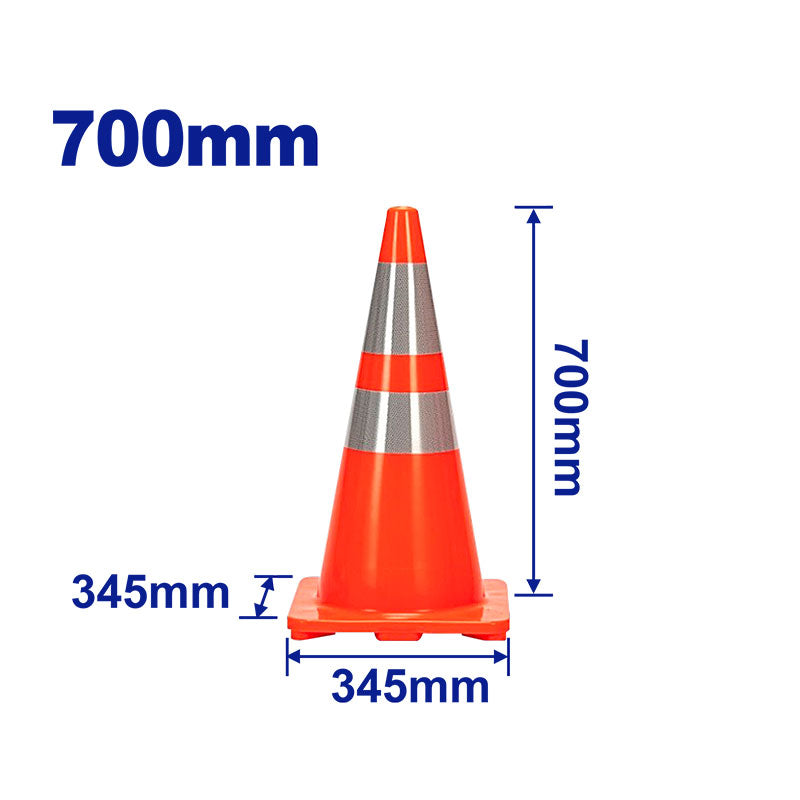 CONO DE SEGURIDAD PVC 27-1/2 PLG. BASE 13-1/2 X 13-1/2 PLG, CON CINTAS REFLECTIVAS. EMTOP, EMYJ1A70