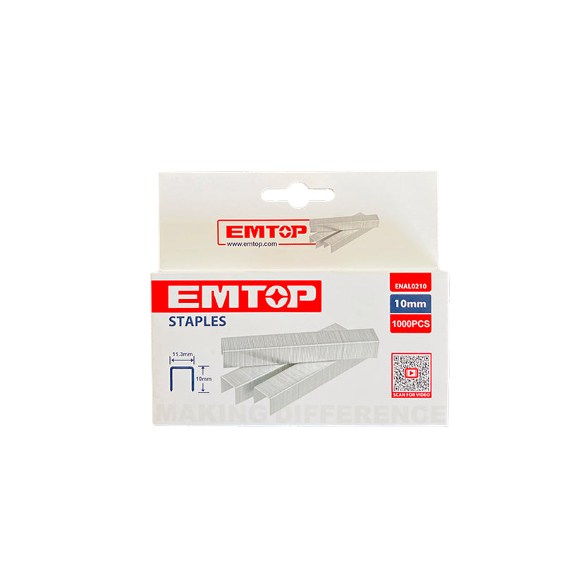 CAJA DE 1000 GRAPAS DE 10 MM PARA EL MODELO ESGU1001. MARCA EMTOP, ENAL0210