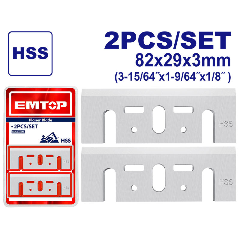 CUCHILLAS AFILABLES PARA CEPILLO DE 3-1/4 X 1-1/8 X 1/8 PLG, IDEAL PARA ELCR20401, EECR0551 Y EECR0751, 2 PZAS, EMTOP, EPBE820301