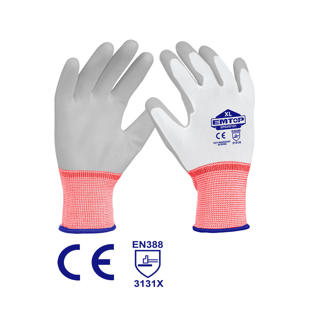 GUANTES CON PALMA RECUBIERTA DE PULIURETANO, TALLA XL PARA TRABAJOS EN ENTORNO PETROLERO, MENOS ACEITE. MARCA EMTOP, EPGV0101