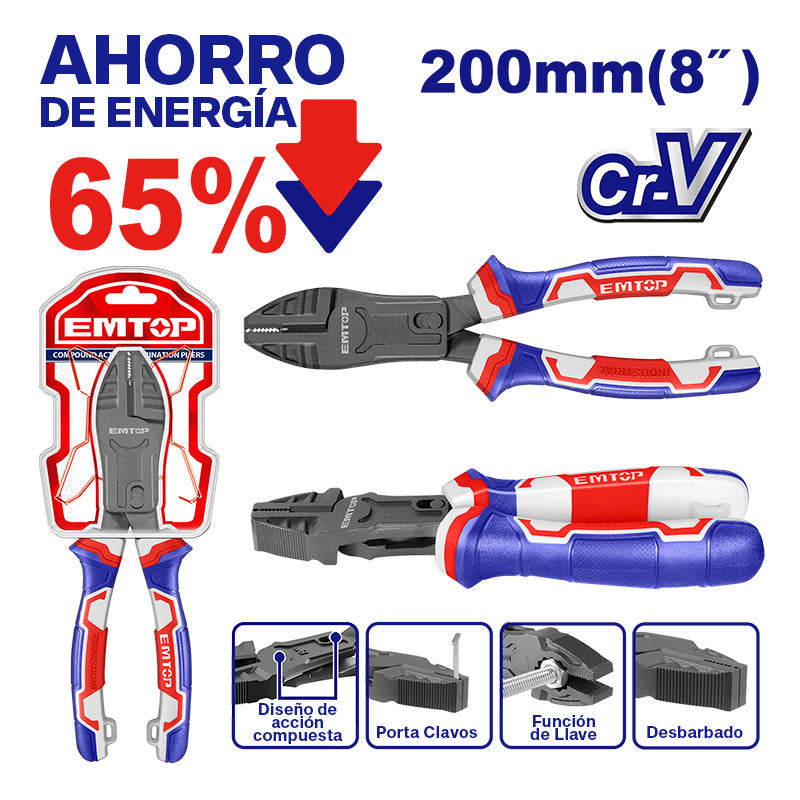 Alicate de 8 pulgadas de alta palanca, Emtop, EPLRCC0851