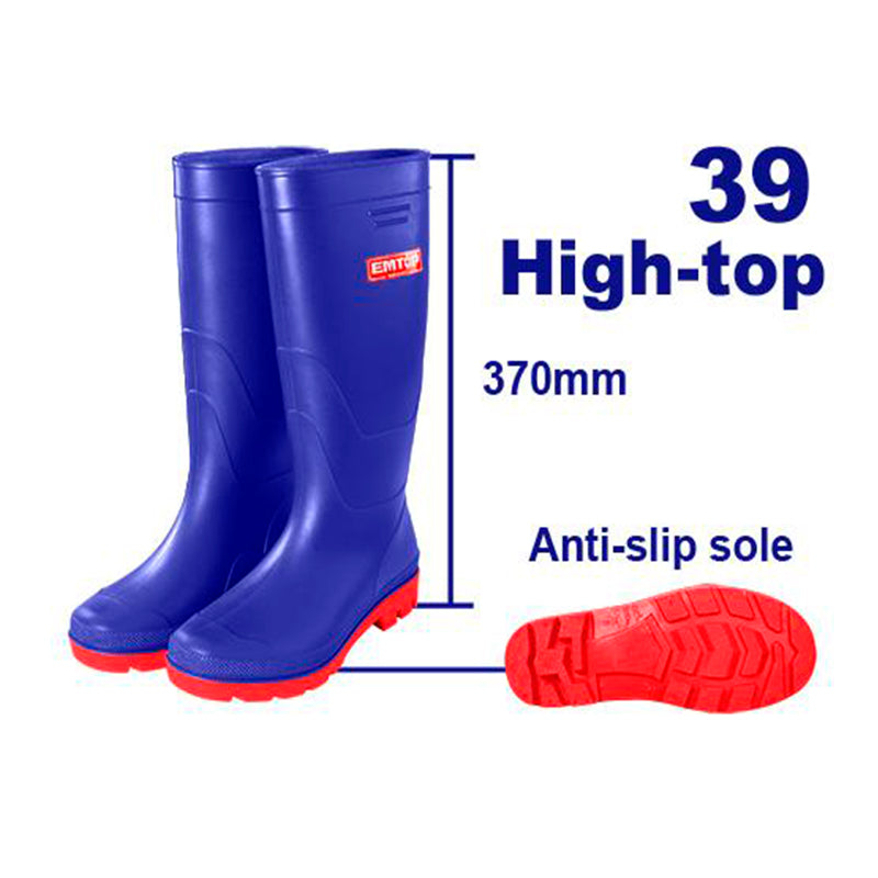 BOTAS PARA LA LLUVIA PVC Y NITRILO TALLA 39 ALTURA 37CMS COLOR AZUL. MARCA EMTOP, ERBTL039