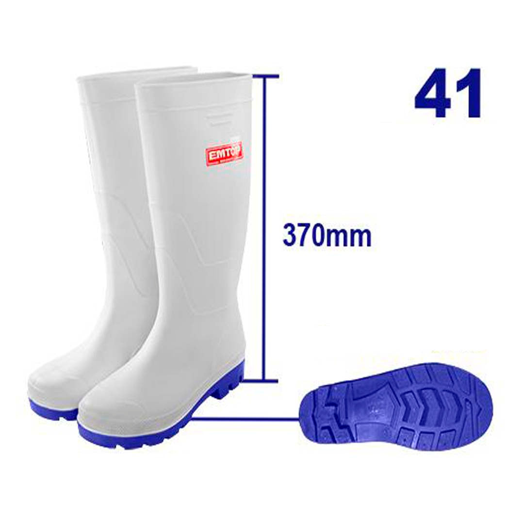 BOTAS PARA LA LLUVIA PVC Y NITRILO, TALLA 41, ALTURA 37 CENTIMETROS, COLOR BLANCO. MARCA EMTOP, ERBTW041