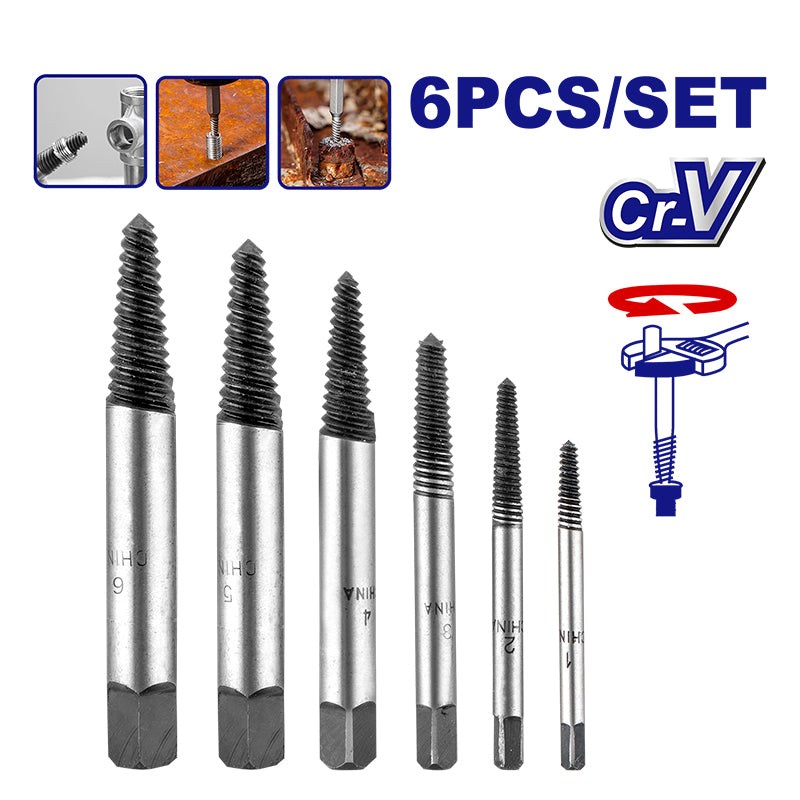 JUEGO DE 6 EXTRACTORES, PARA TORNILLOS DESDE 1/8 A 1 PULGADA. EMTOP, ESES2006