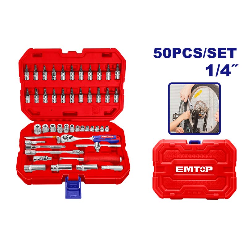 Juego de copas raíz 1/4 de 50 piezas milimétricas Emtop, ESKT14501