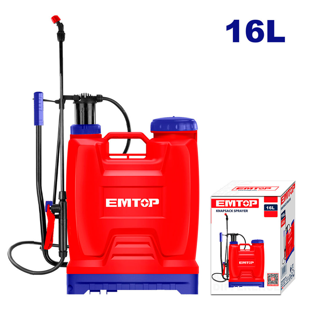 PULVERIZADORA/ROCIADORA DE MOCHILA DE 16 LITROS, LANZA DE FIBRA DE VIDRIO, CORREAS ACOLCHADAS. EMTOP, ESPP41602