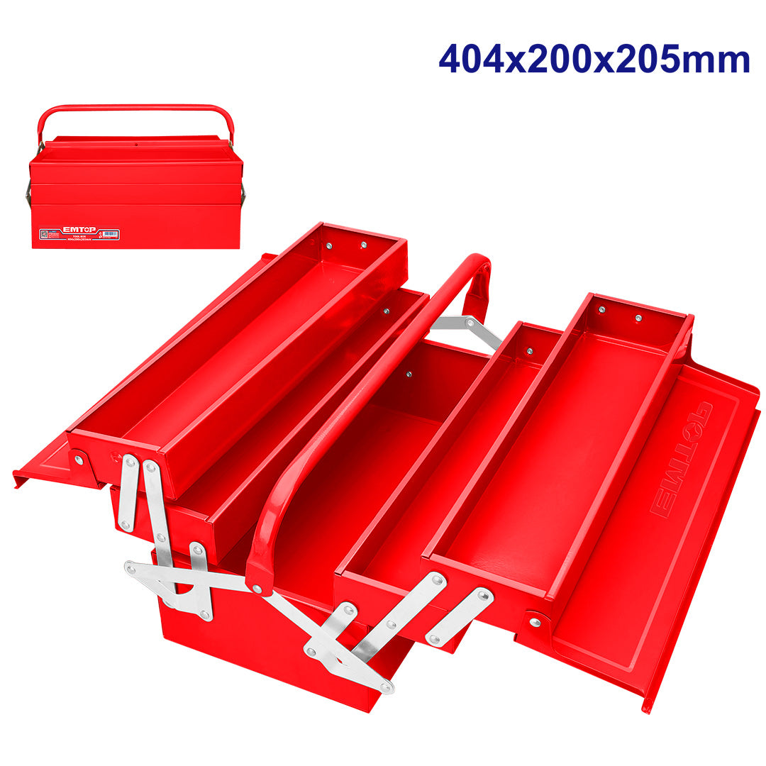 Caja para herramientas plegable de 3 niveles, metálica, Emtop, ETBXS0301