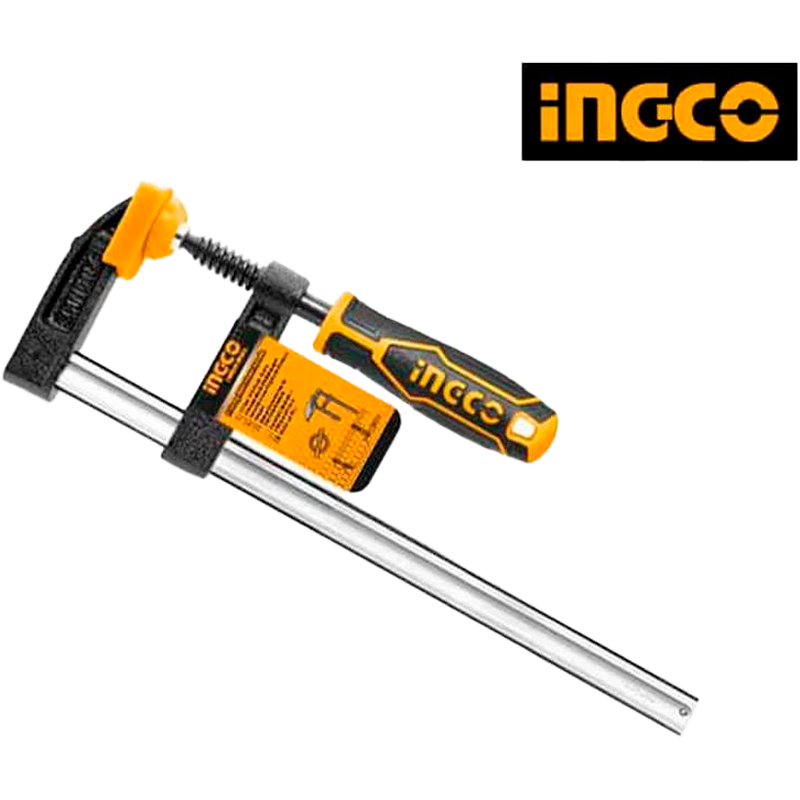 prensa abrazadera tipo F con mango de plástico, marca INGCO, HFC020802