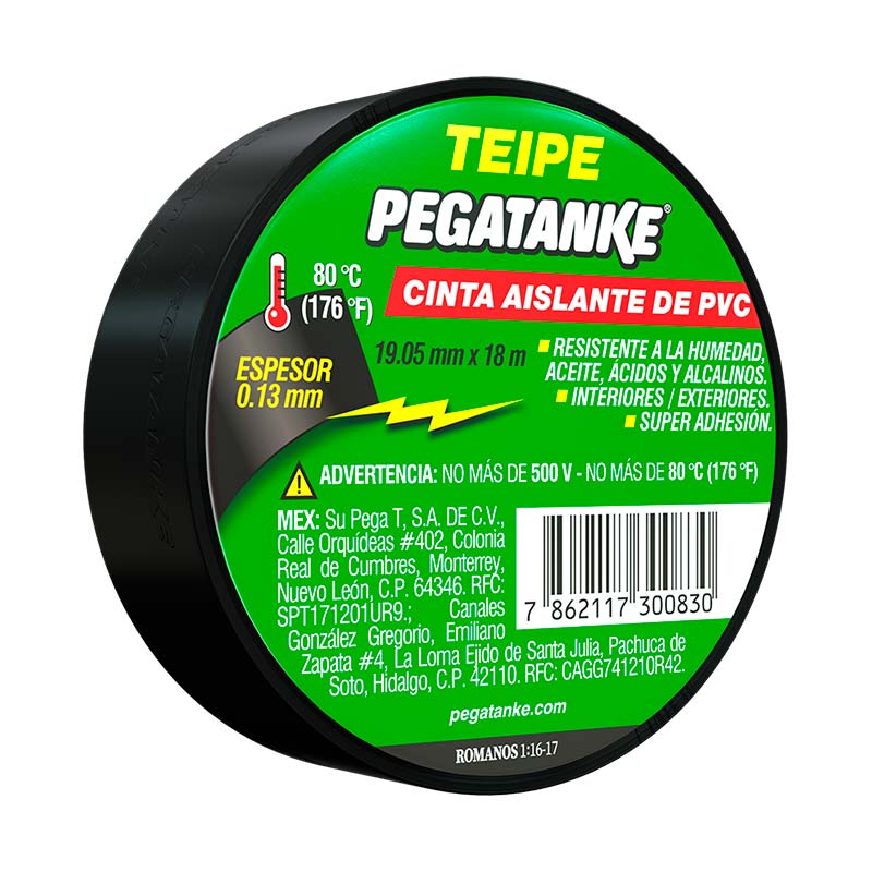 CINTA AISLANTE, 18 METROS, 3/4 PULG, NO INFLAMABLE, PROTECCION DE CABLE, MAXIMA RESISTENCIA Y ESTIRAMIENTO. PEGATANKE, PVPT143