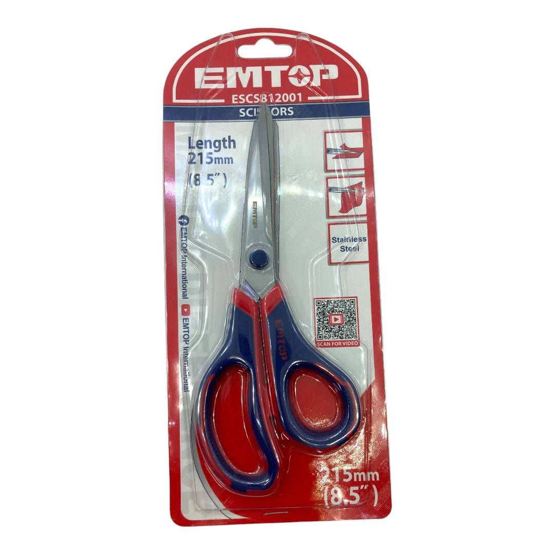 TIJERA DE ACERO INOXIDABLE CON MANGO ANTI DESLIZANTE. MARCA EMTOP, ESCS812001