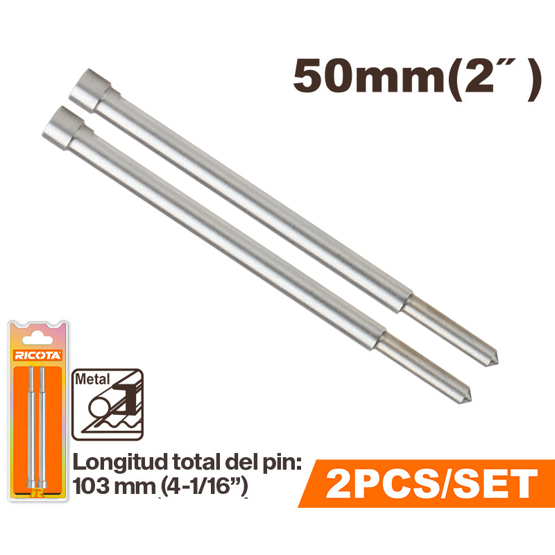 PUNTA PILOTO PARA BROCA ANULAR 2 PLG, LONGITUD 4-1/16 PLG, 2 PIEZAS, RICOTA, RACPP1101