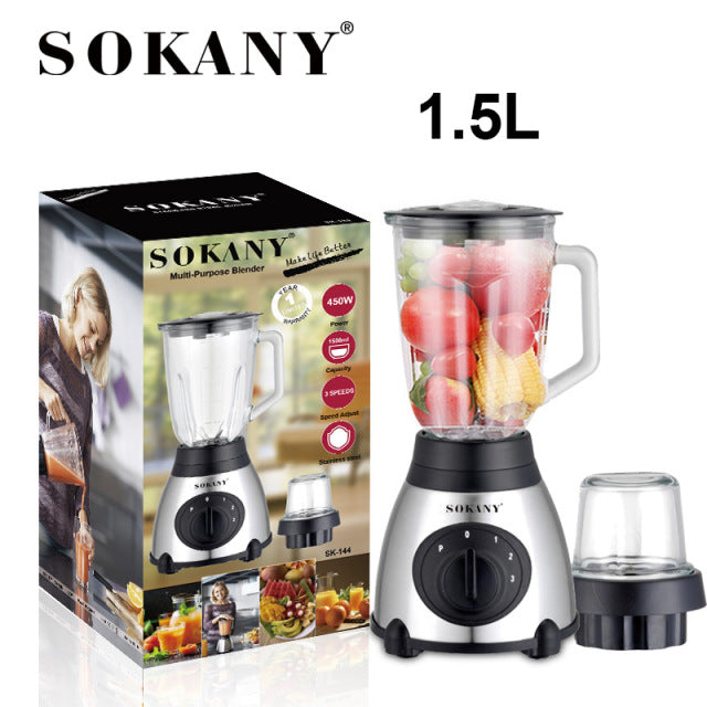 Licuadora de vaso de vidrio de 450 watts, SK-144, Sokany