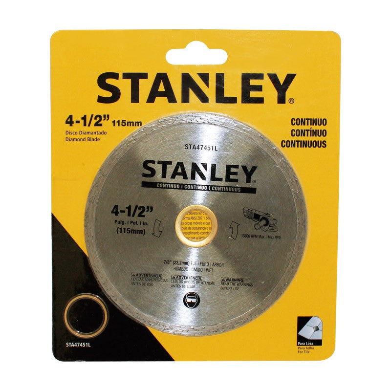 DISCO DE DIAMANTE CONTINUO DE 4 1/2PULG, STA47451L, STANLEY