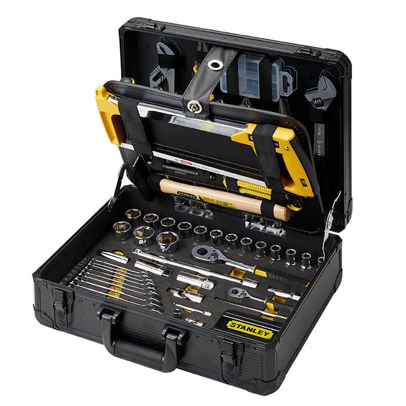 KIT DE HERRAMIENTAS PARA MANTENIMIENTO 142 PIEZAS, LLAVES, COPAS, RATCH, ALICATES, DESTORNILLADORES. STANLEY, STMT98109-LA