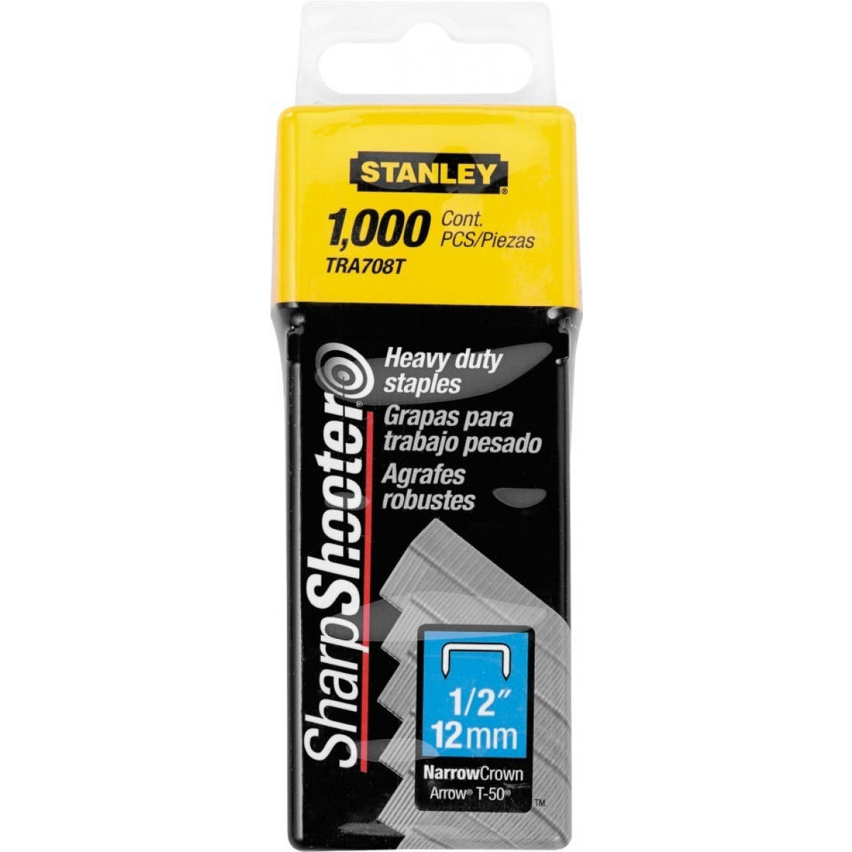 CAJA DE GRAPAS DE 1/2PULG, 1000 PIEZAS, USO PESADO, PARA TR150, TR150HL, TR250, TRE550, TRE650. TRA708T, STANLEY
