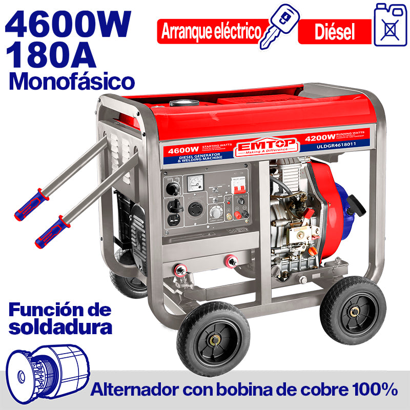 Soldador generador diesel de 4500 watts, Emtop, ULDGR4618011