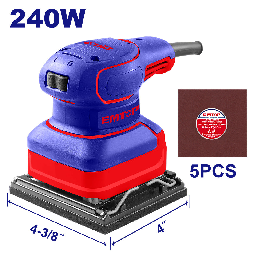 LIJADORA DE PALMA, 1/4 DE HOJA, ORBITAL, 240 WATTS. MARCA EMTOP, ULFSR2402